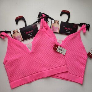 2 No Boundaries Ottoman Rib Brami Seamless Reversible Bralette Pink Size M
